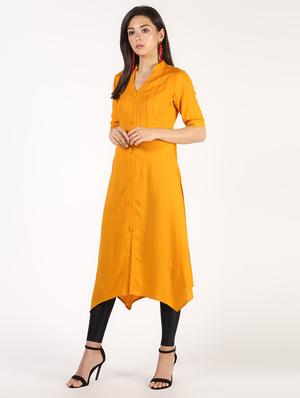 solid a-line kurta - 16544544 - Standard Image - 2