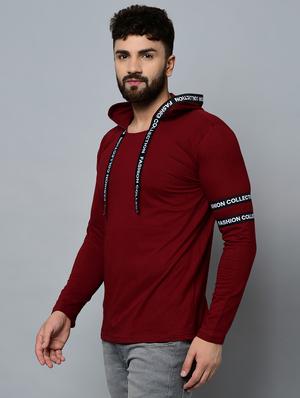 maroon taped hooded t-shirt - 16544821 - Standard Image - 2