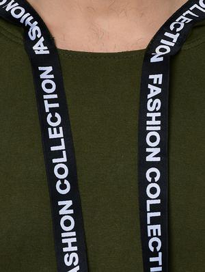 olive green taped hooded t-shirt - 16544824 - Standard Image - 5