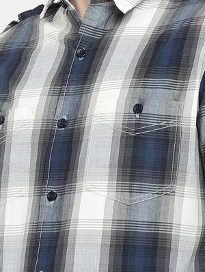 grey checkered casual shirt - 16544917 - Standard Image - 5