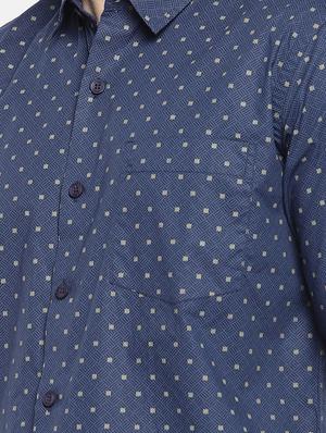 navy blue printed casual shirt - 16544919 - Standard Image - 5