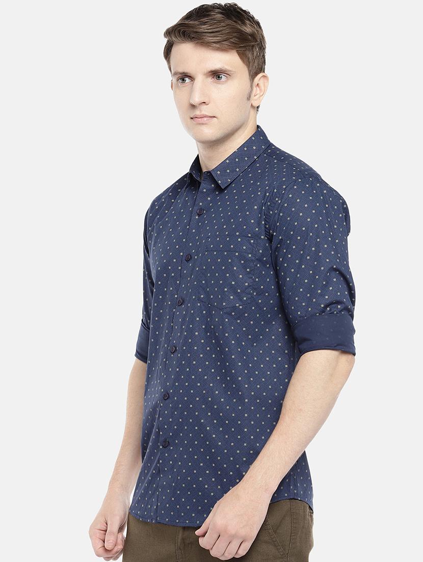 navy blue printed casual shirt - 16544919 - Zoom Image - 2