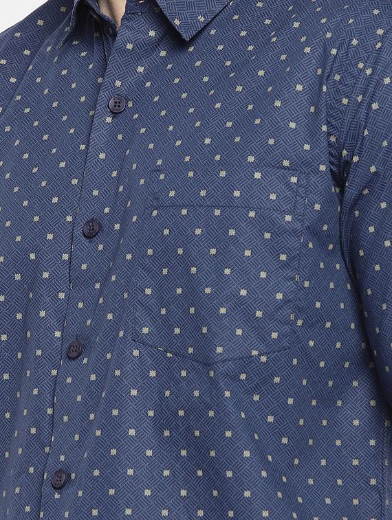 navy blue printed casual shirt - 16544919 - Zoom Image - 5