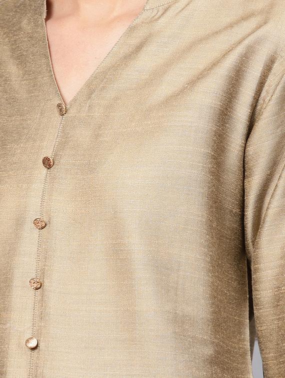 solid silk straight kurta - 16544991 - Zoom Image - 5