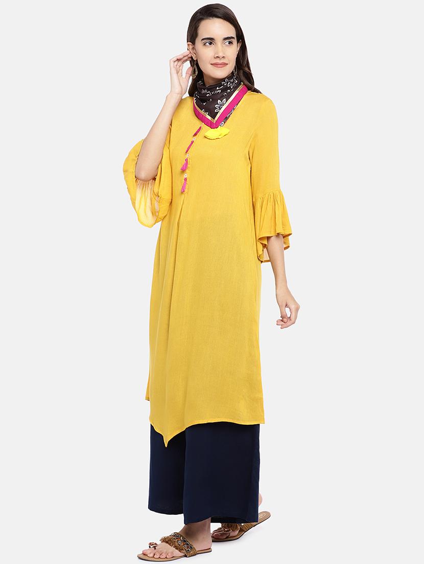 solid asymmetric kurta - 16545076 - Zoom Image - 2