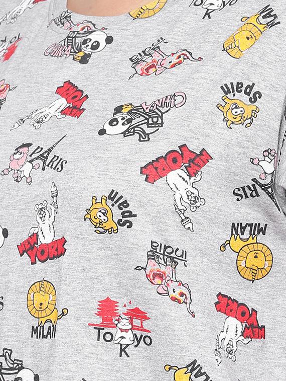 drop shoulder quirky print tee - 16545241 - Zoom Image - 5