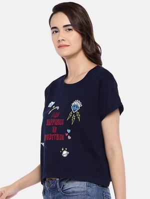 round neck quirky print boxy tee - 16545247 - Standard Image - 2