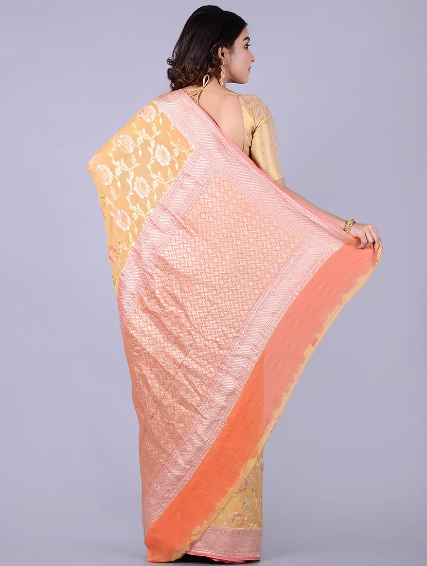 self-design banarasi saree with blouse - 16545878 - Zoom Image - 2
