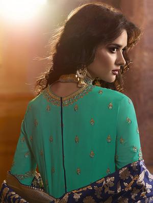 embroidered semi-stitched suit - 16546056 - Standard Image - 2