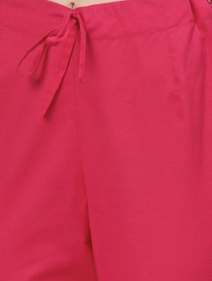fuchsia cotton kurta pant set - 16546088 - Standard Image - 5