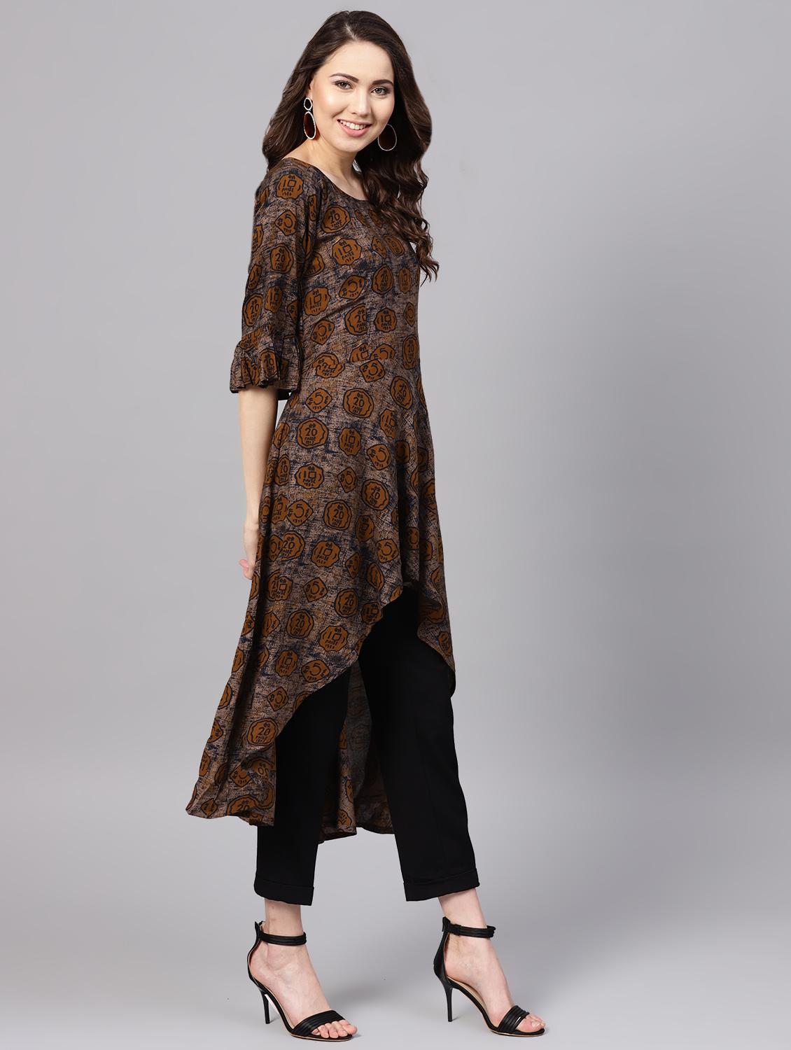 printed asymmetric kurta - 16546545 - Zoom Image - 2