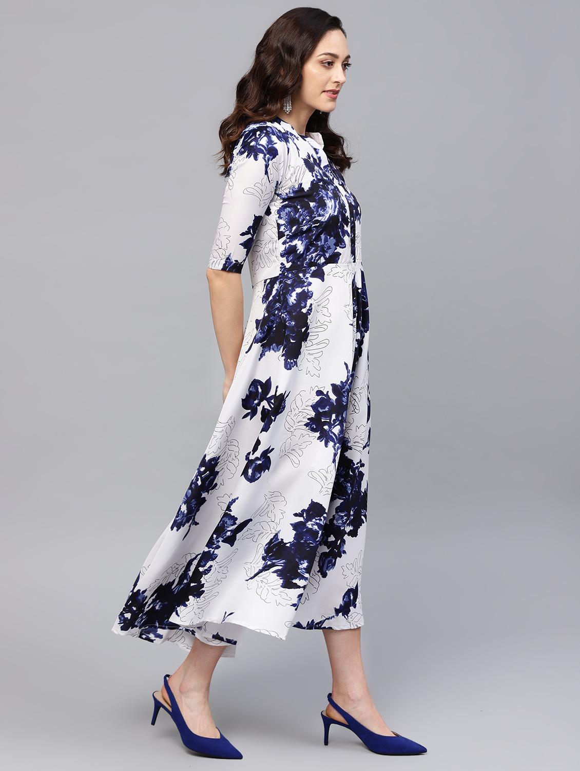 mandarin neck floral maxi dress - 16546598 - Zoom Image - 2