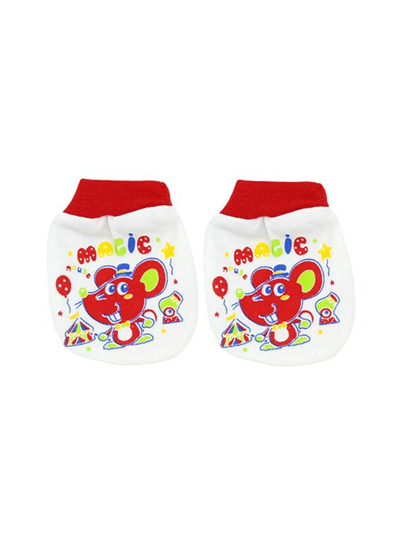 red cotton mittens bootie and cap set - 16546693 - Zoom Image - 2