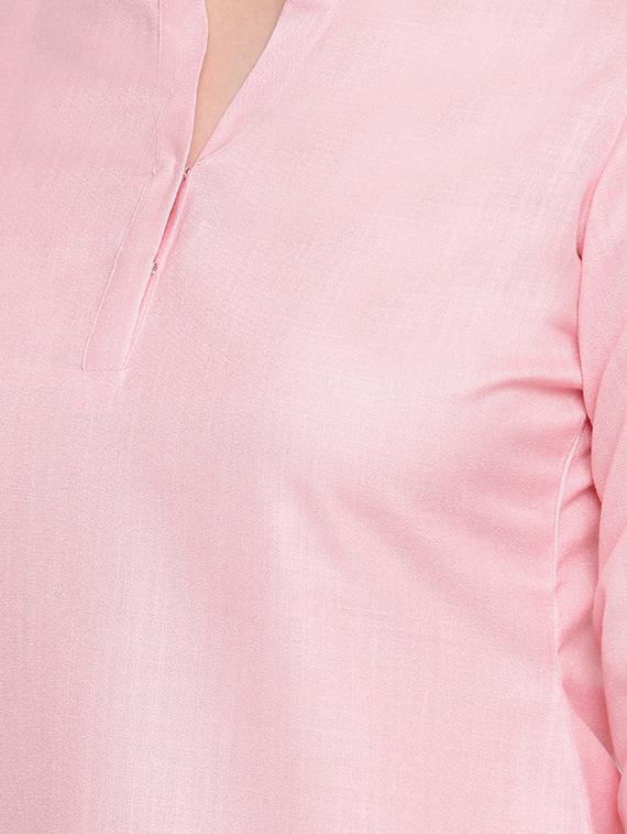 solid silk a-line kurta - 16548053 - Zoom Image - 5
