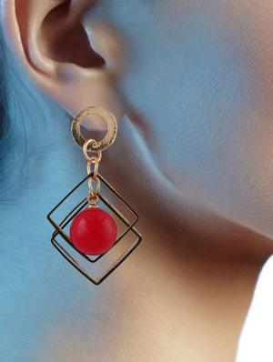 red zinc drop earring - 16548108 - Standard Image - 2