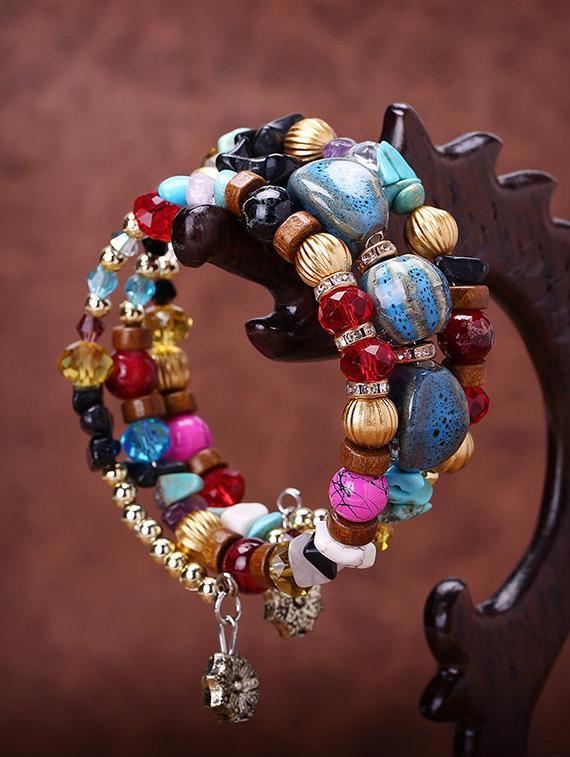 multi colored crystal beaded bracelet - 16548232 - Zoom Image - 2