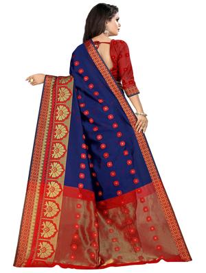 floral kanjivaram saree with blouse - 16549883 - Standard Image - 2