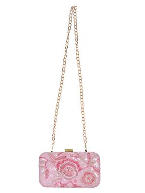 pink faux silk structured clutch - 16550297 - Standard Image - 5