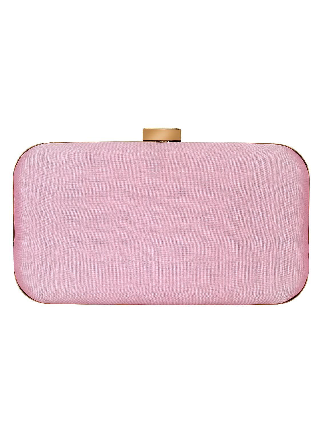 pink faux silk structured clutch - 16550297 - Zoom Image - 2