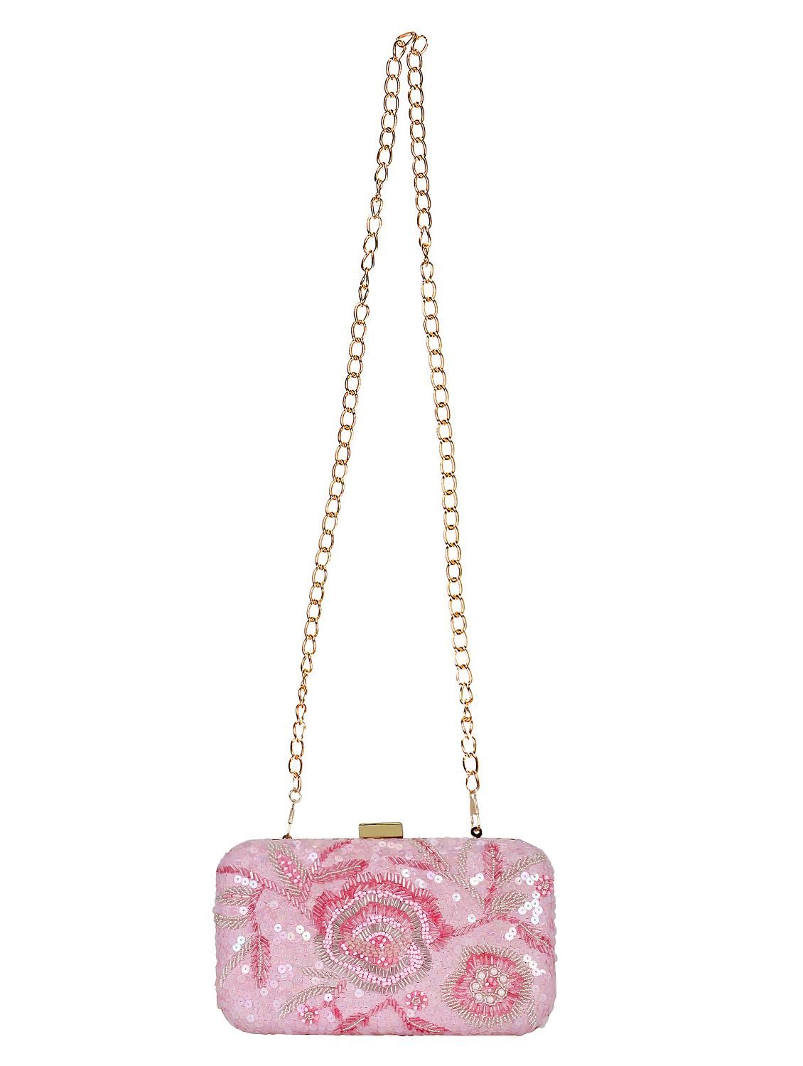 pink faux silk structured clutch - 16550297 - Zoom Image - 5