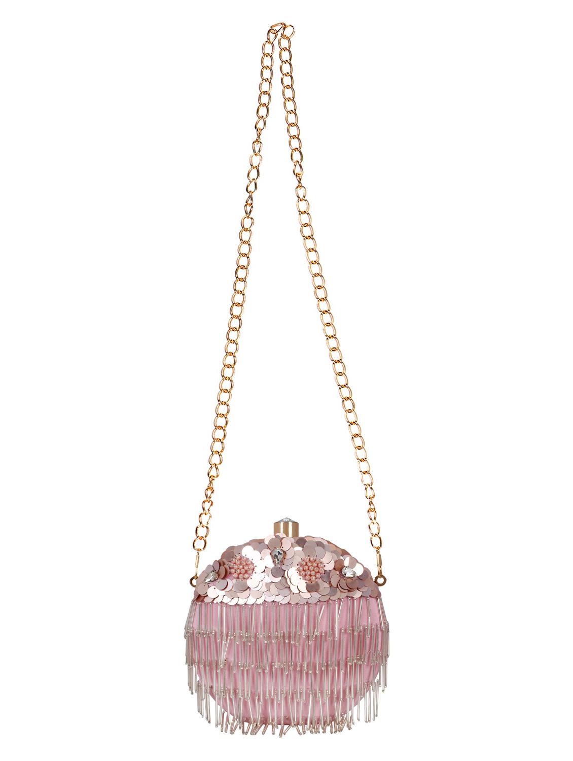 pink faux silk structured clutch - 16550299 - Zoom Image - 5