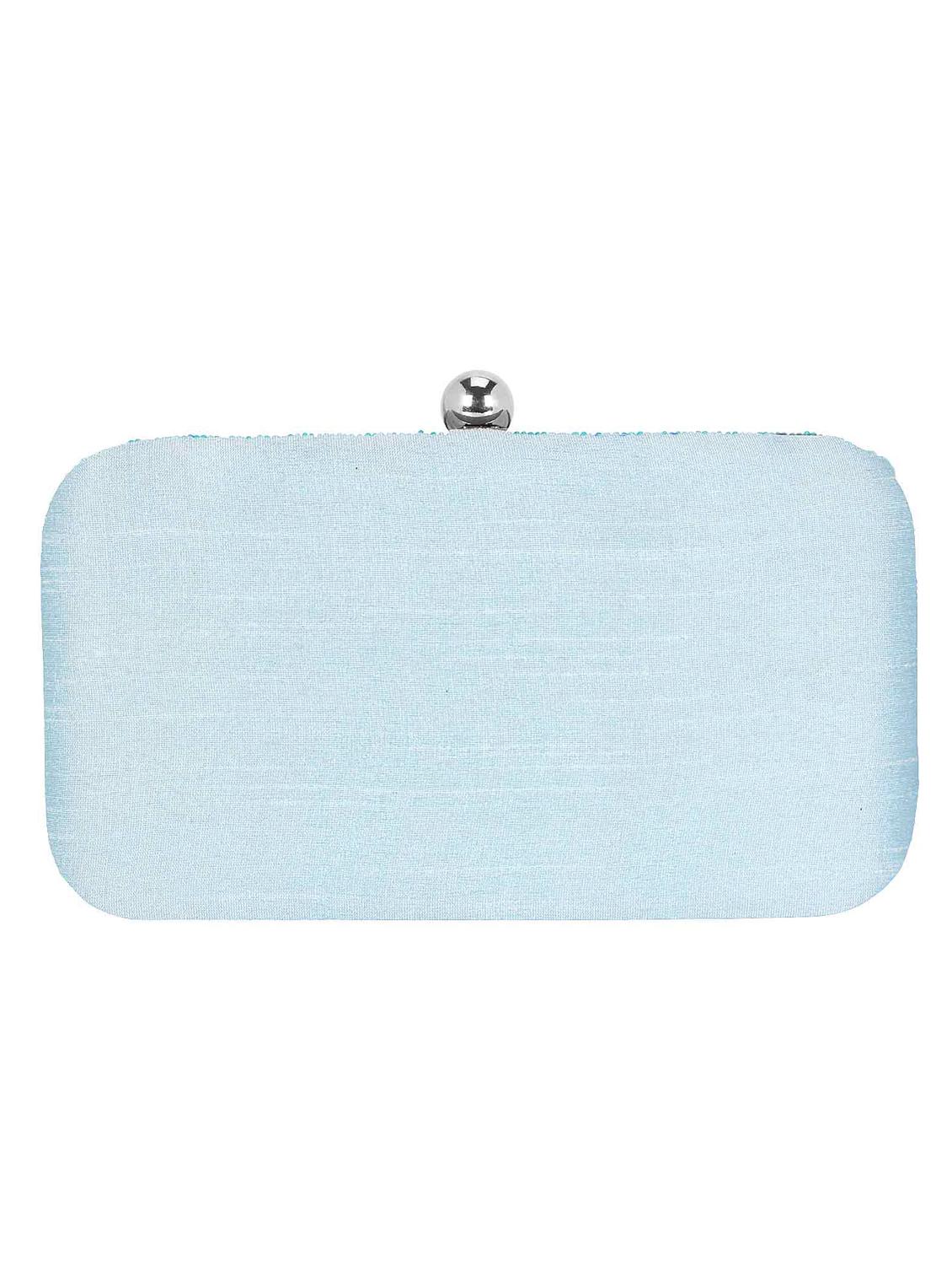 blue faux silk structured clutch - 16550303 - Zoom Image - 2