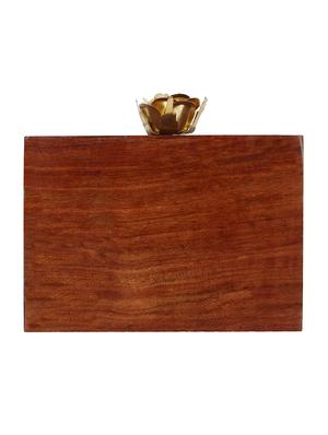 brown wood structured clutch - 16550305 - Standard Image - 2