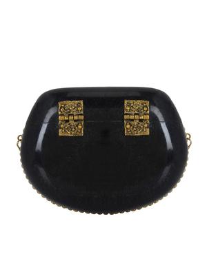 black metal structured clutch - 16550306 - Standard Image - 2