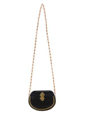 black metal structured clutch - 16550306 - Standard Image - 5