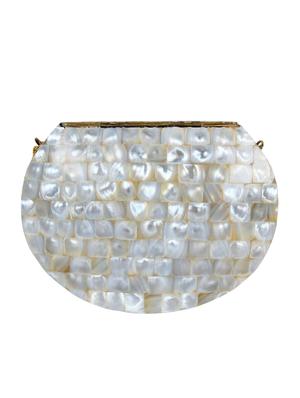 white metal structured clutch - 16550309 - Standard Image - 2