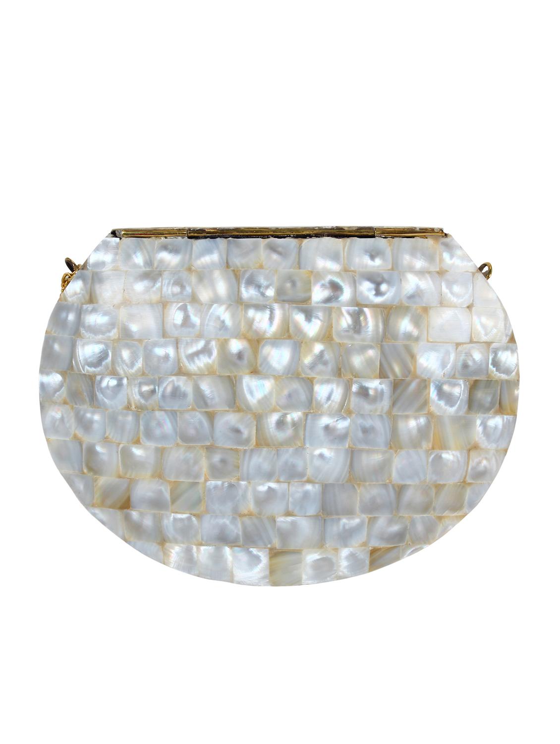 white metal structured clutch - 16550309 - Zoom Image - 2