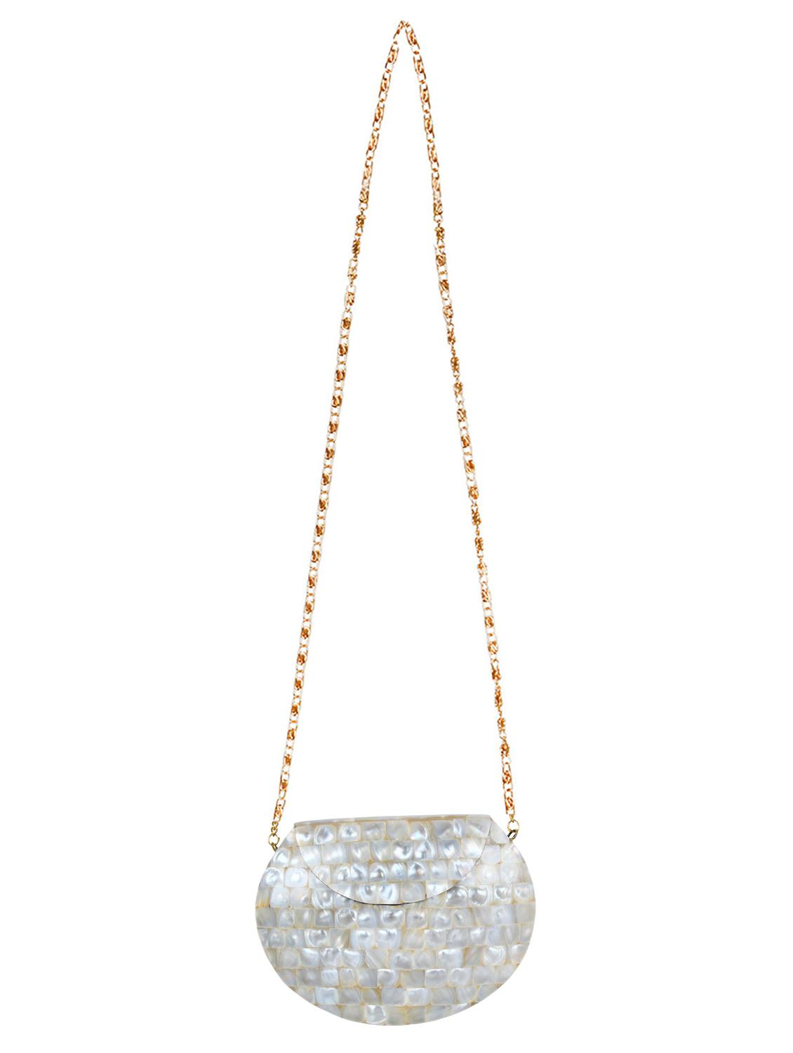 white metal structured clutch - 16550309 - Zoom Image - 5