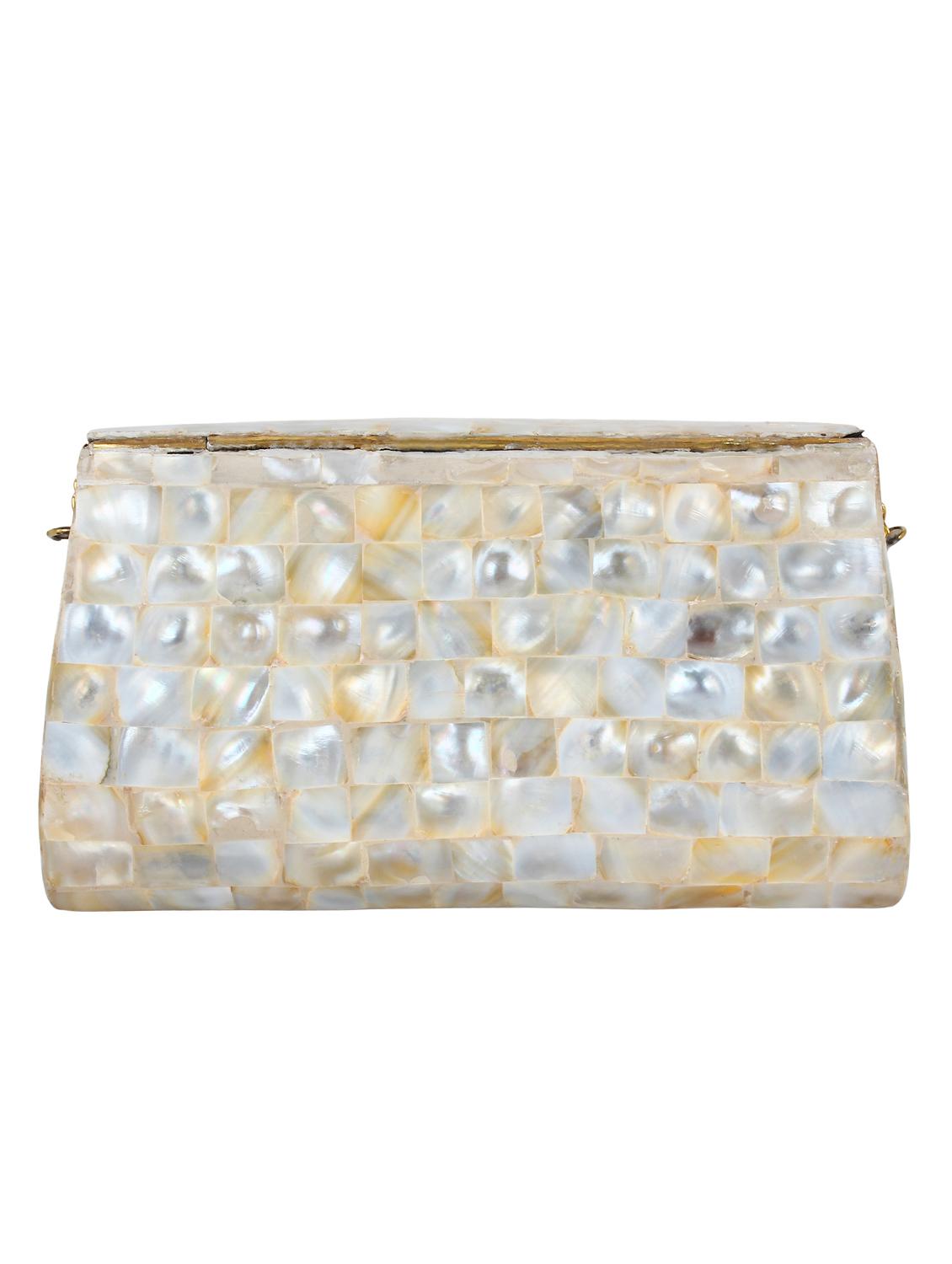 white metal structured clutch - 16550311 - Zoom Image - 2