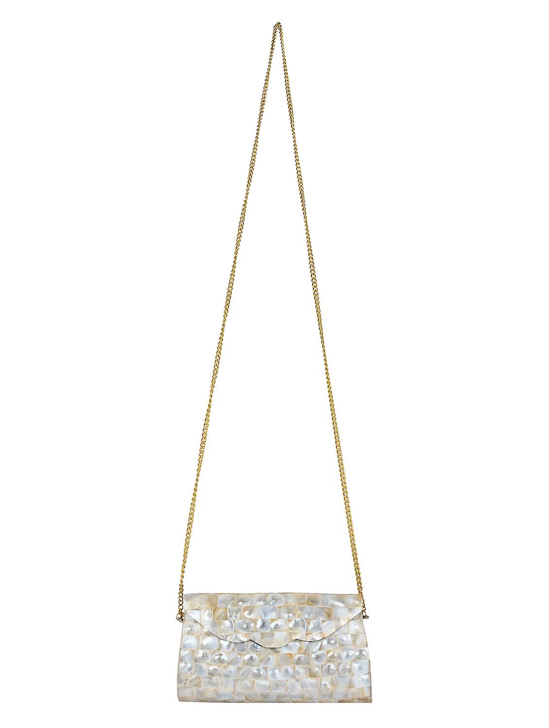 white metal structured clutch - 16550311 - Zoom Image - 5