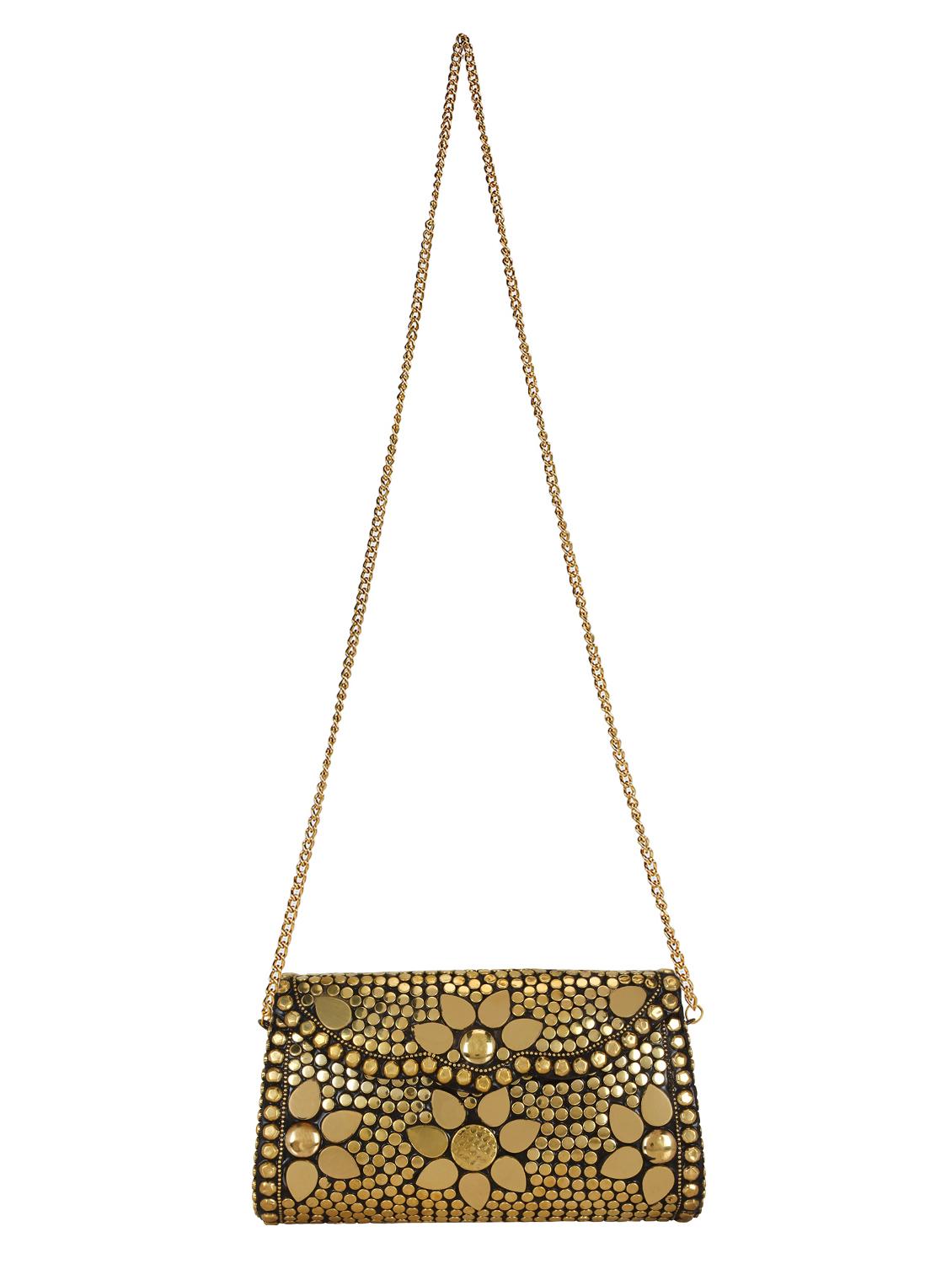 gold metal structured clutch - 16550313 - Zoom Image - 5