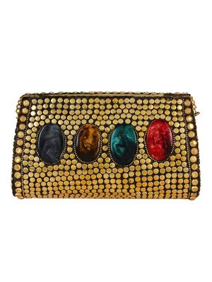 gold metal structured clutch - 16550314 - Standard Image - 2