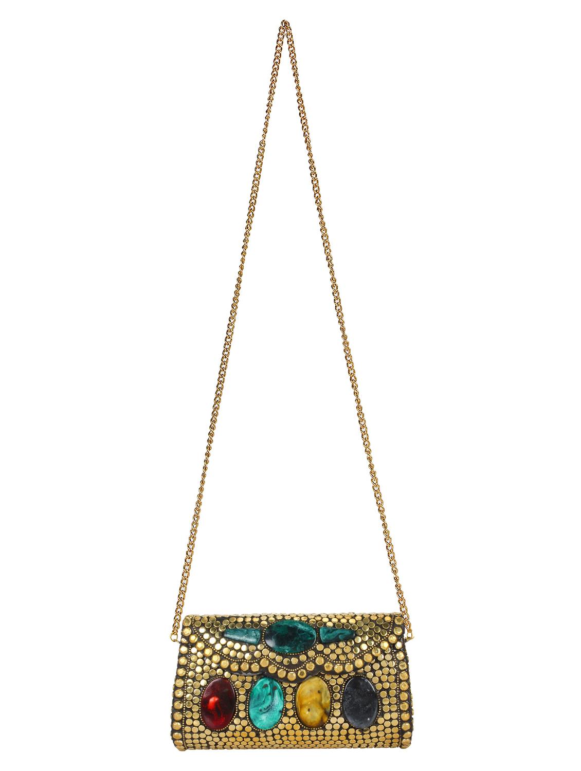 gold metal structured clutch - 16550314 - Zoom Image - 5