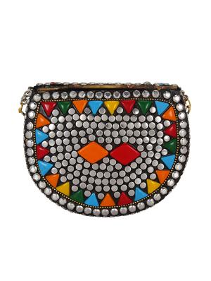silver metal structured clutch - 16550315 - Standard Image - 2