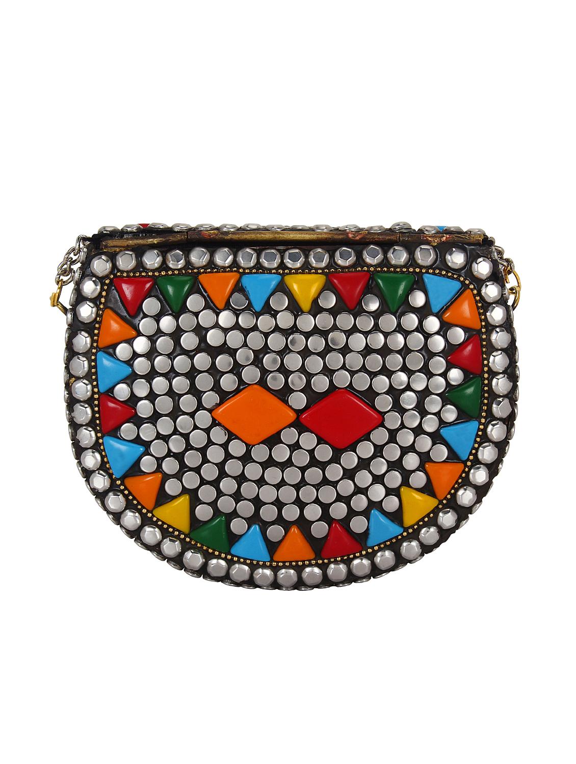 silver metal structured clutch - 16550315 - Zoom Image - 2