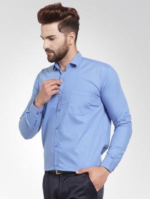 light blue solid formal shirt - 16550333 - Standard Image - 2