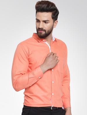 orange solid formal shirt - 16550338 - Standard Image - 2