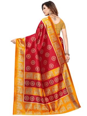 conversational printed saree with blouse - 16550484 - Standard Image - 2