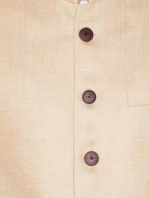 beige silk solid nehru jacket - 16550834 - Standard Image - 5