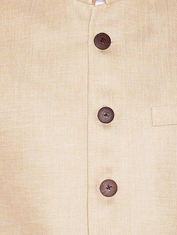 beige silk solid nehru jacket - 16550834 - Zoom Image - 5