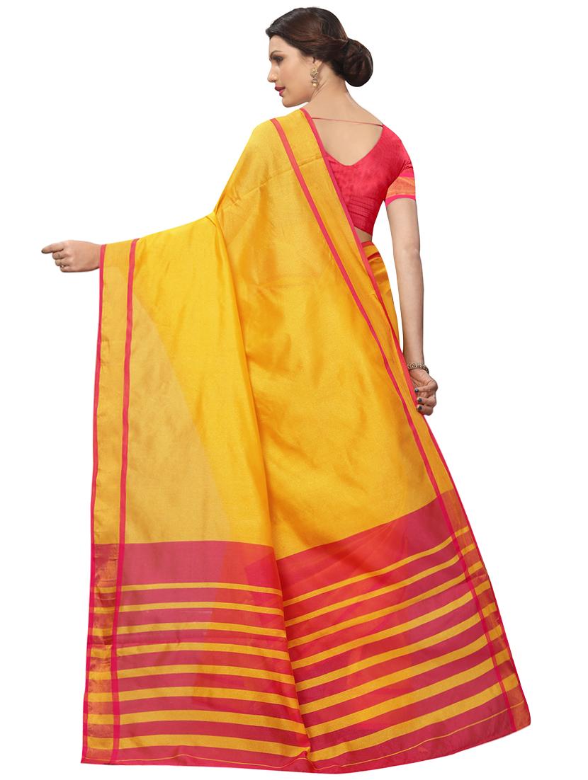 solid printed saree with blouse - 16550842 - Zoom Image - 2