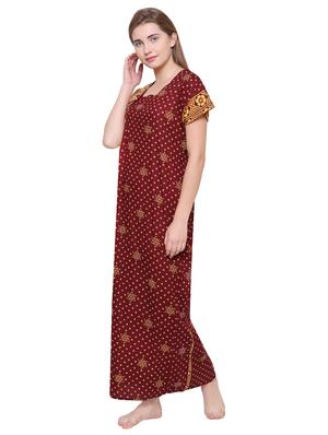 tie back printed nighty - 16550891 - Standard Image - 2