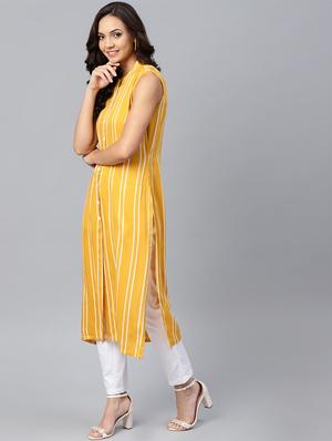 stripes straight kurta - 16550964 - Standard Image - 2
