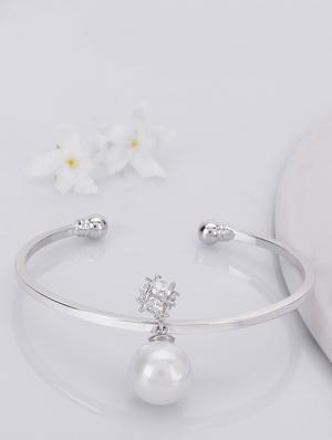 silver metal bangle bracelet - 16551087 - Standard Image - 2