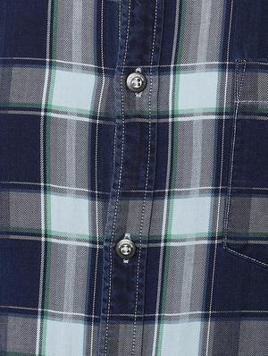 navy blue checkered casual shirt - 16551296 - Standard Image - 5