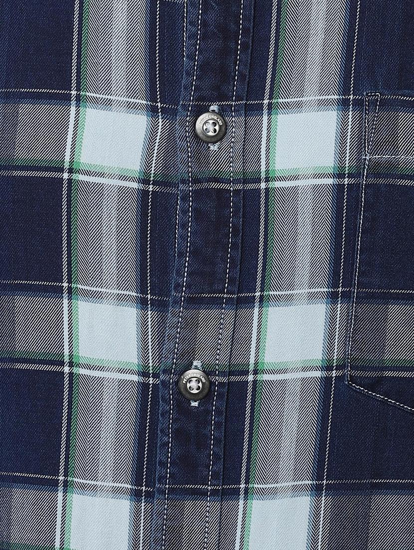 navy blue checkered casual shirt - 16551296 - Zoom Image - 5